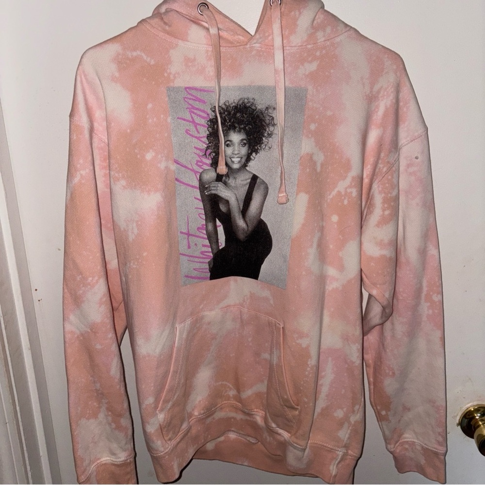 tie-dye hoodie Whitney Houston excellent#icon#80s/90spop#pink#music#cozy#bonfire